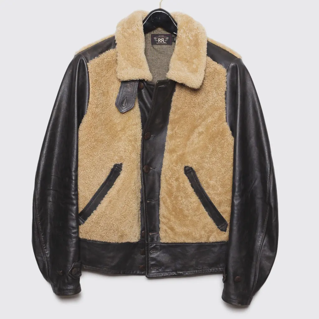 RRL shearling leather bomber jacket, Ralph Lauren motorcycle zip up outerwear