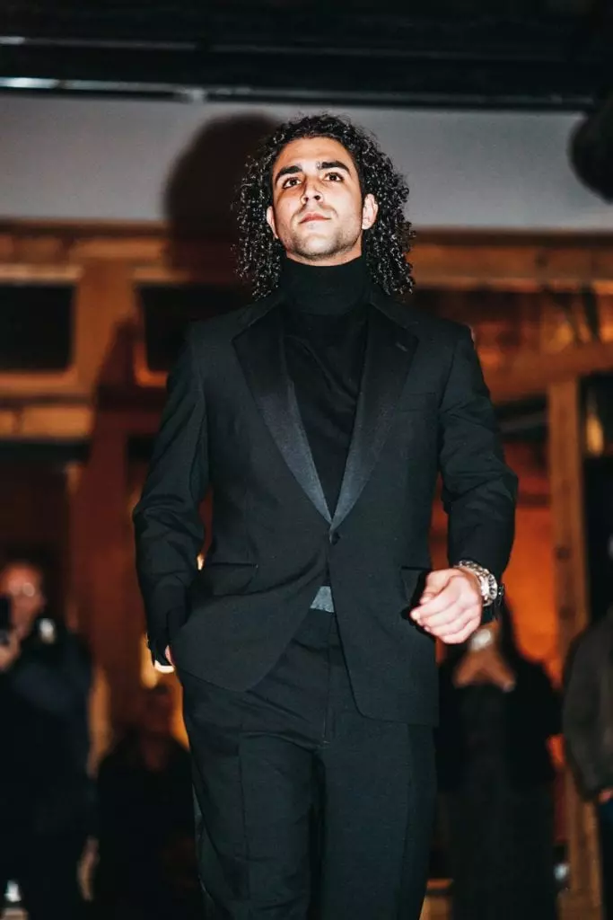 black tuxedo, black turtleneck