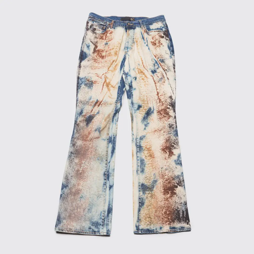 Just Cavalli jeans, Y2K era paint splatter distressed wide