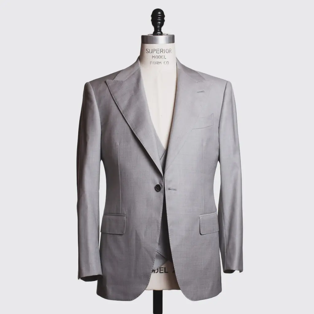 Beckenstein Bespoke suit, grey peak lapel