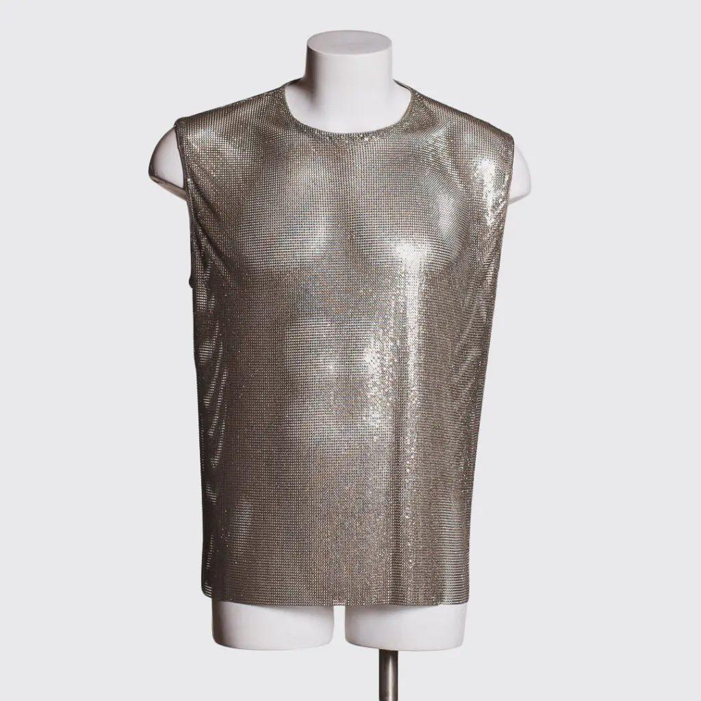 Versace vintage chainmail tank top, men's metal designer shirt