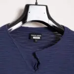 Giorgio Armani Light Sweater Dark Blue Texture Viscose Blend Slim Fit