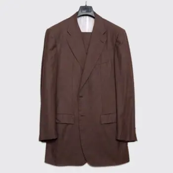 Brown 3-piece suit on hanger, made by Kiton Napoli