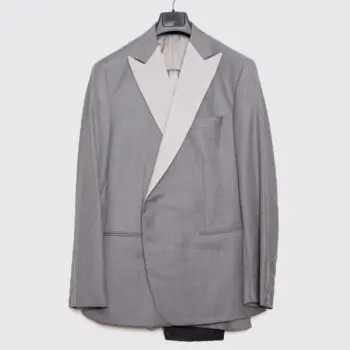 gray tuxedo by Phineas Cole Paul Stuart, with peak lapel