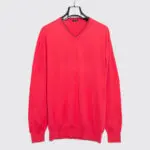 Kiton Napoli Tennis Sweater Size XXL Men EU56 Red Cotton V-Neck