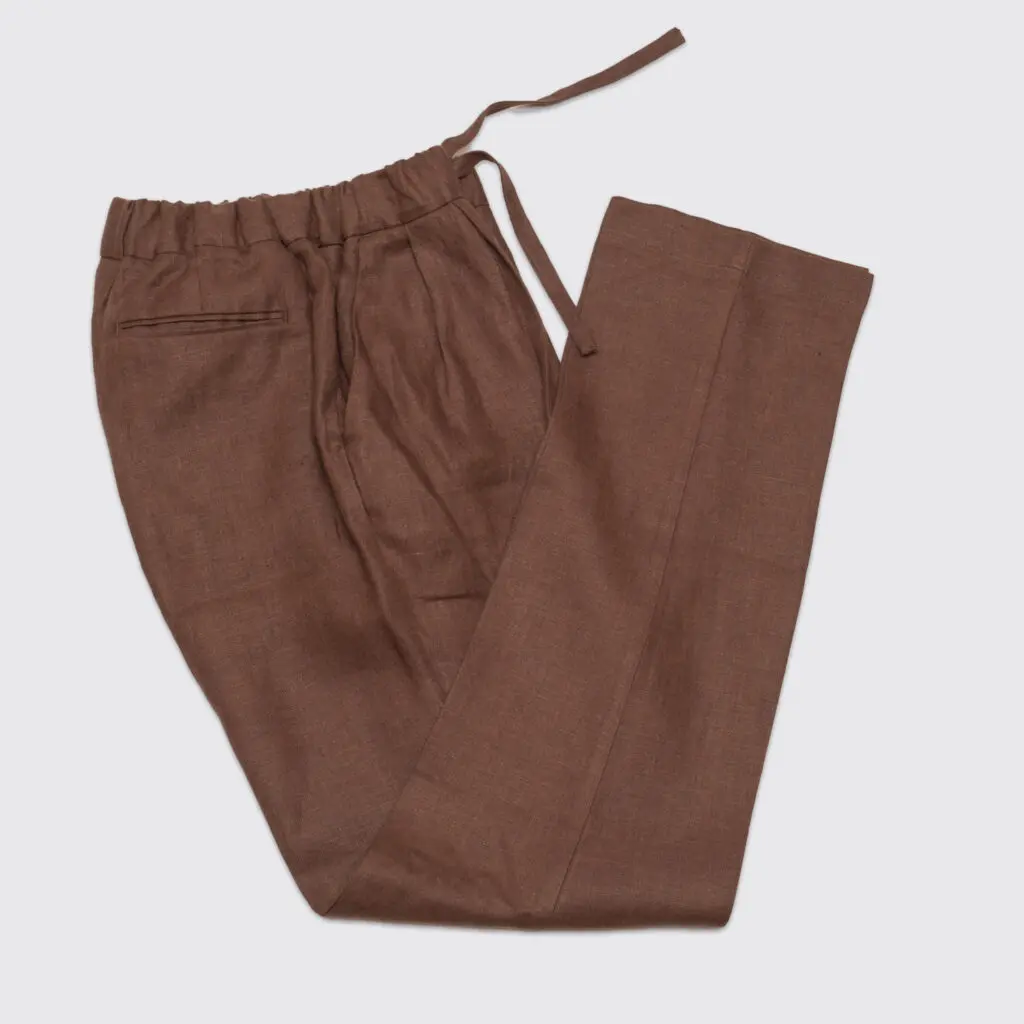 Informale Melbourne Brown Linen Pants W30 Men Elastic Waist