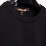 Roberto Cavalli Designer Sweater Black Midweight Wool Crewneck