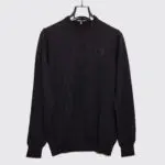 Roberto Cavalli Designer Sweater Black Midweight Wool Crewneck