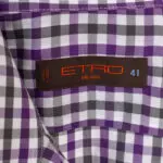 Etro Milano Dress Shirt Size 16 (41 cm) Purple Check Luxury Twill