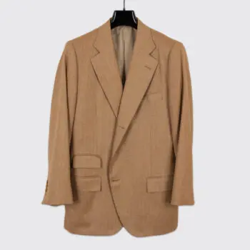 Loro Piana Cashmere Jacket Size 41 Tan Herringbone Check 3-Button