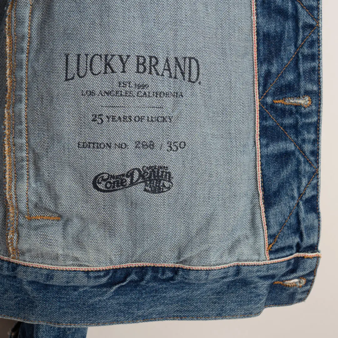 Lucky Brand LEGEND Size XL Men Blue Selvedge Denim Trucker Jacket