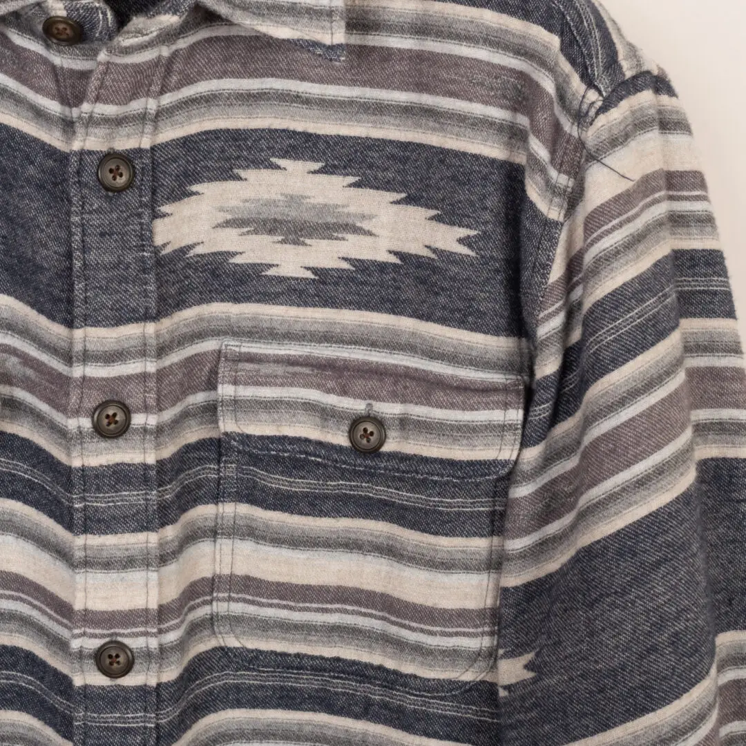 Faherty Canyon Overshirt Size L Men Smoke Serape Cotton Flannel