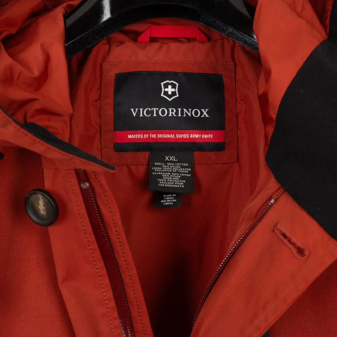 Victorinox Coat XXL Men Red Cotton-Nylon Shell Parka with Hood