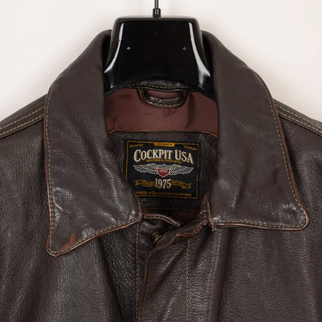 Cockpit USA Leather Flight Jacket Size L Dark Brown Made in USA