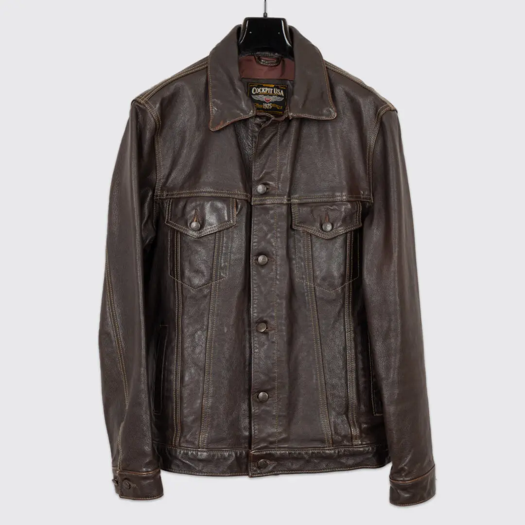 Cockpit USA Leather Flight Jacket Size L Dark Brown Made in USA