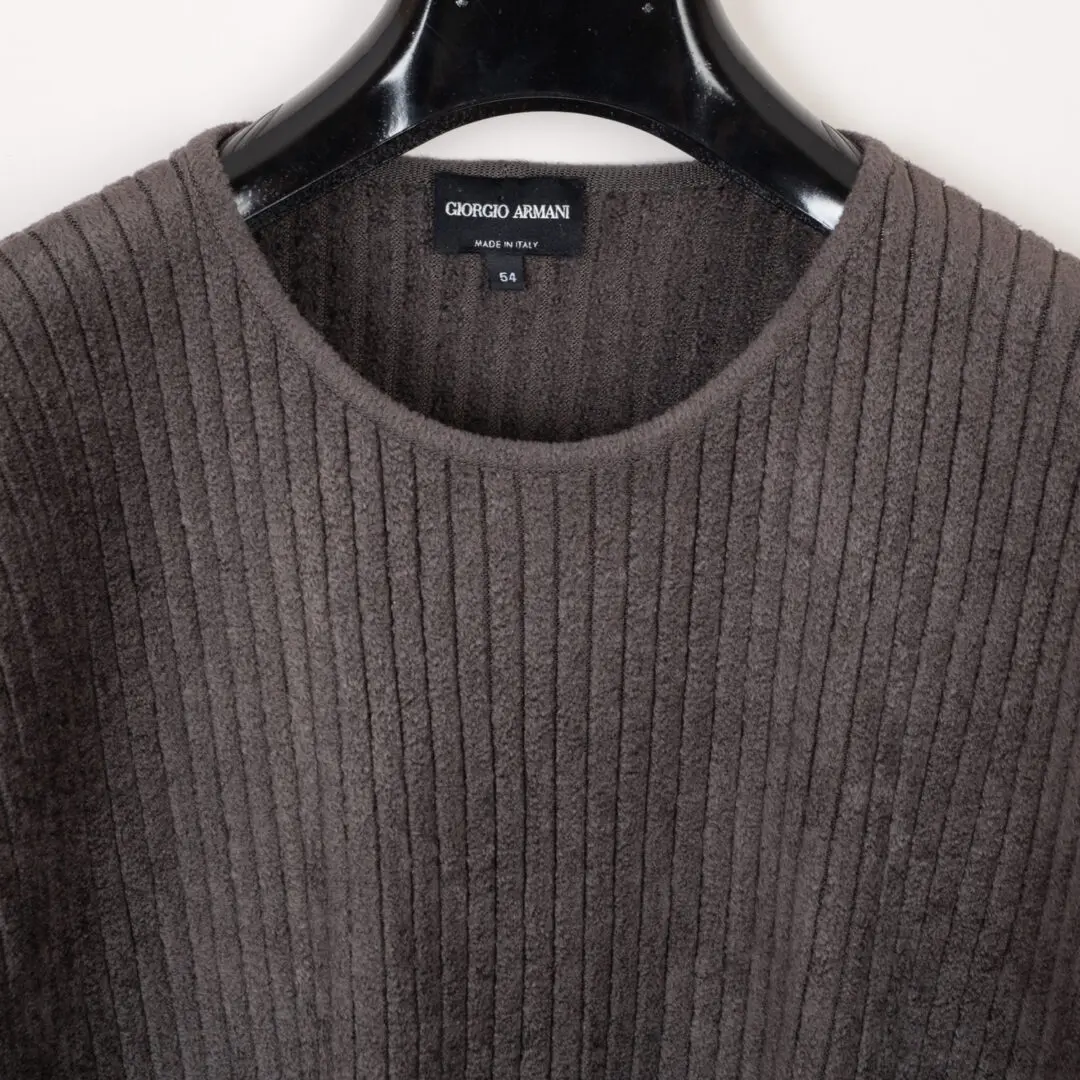 Giorgio Armani Sweater Size EU54 Men Dark Gray Chenille Ribbed