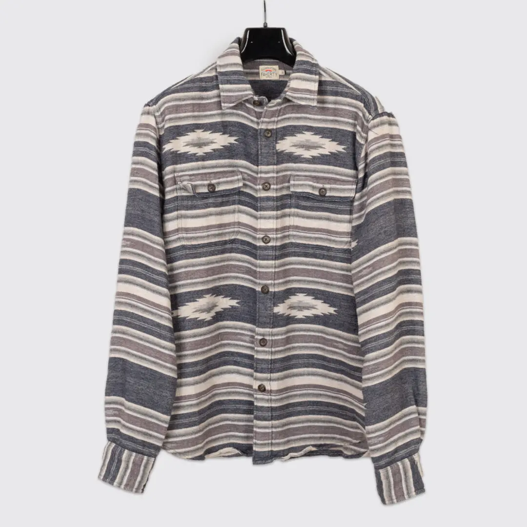 Faherty Canyon Overshirt Size L Men Smoke Serape Cotton Flannel