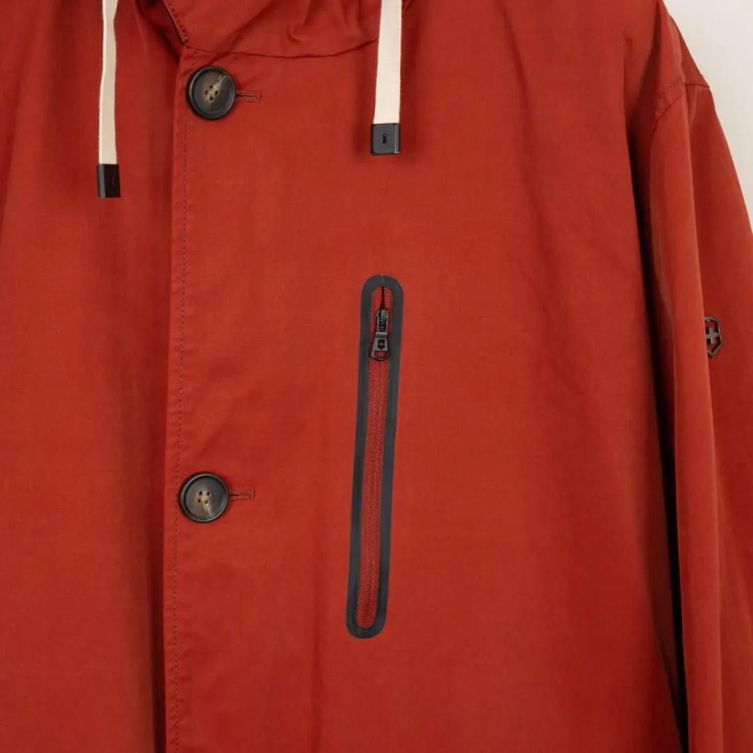 Victorinox Coat XXL Men Red Cotton-Nylon Shell Parka with Hood