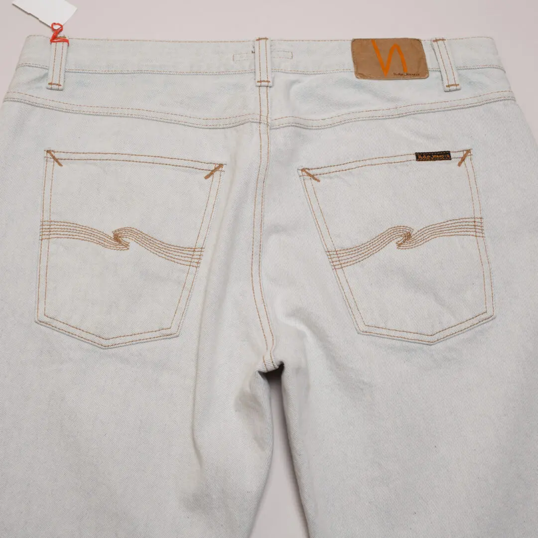 Nudie Jeans W36 Men Light Bleached Denim Straight Leg Zipper Fly