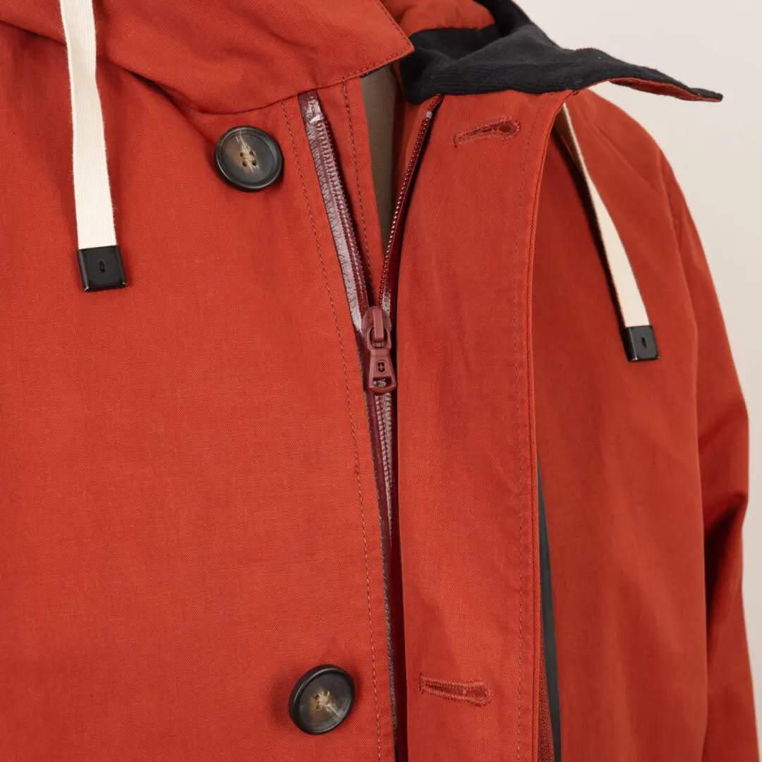 Victorinox Coat XXL Men Red Cotton-Nylon Shell Parka with Hood