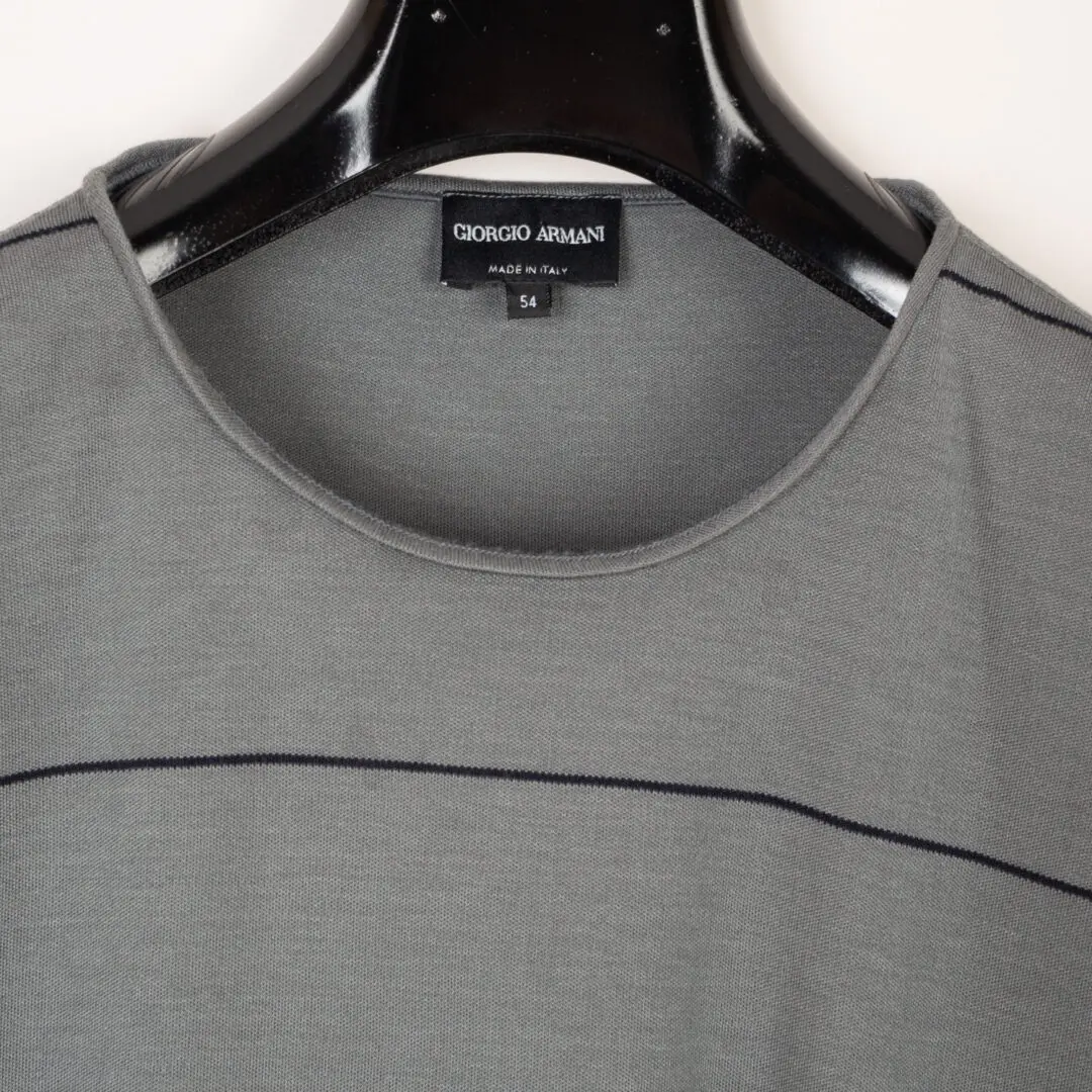 Giorgio Armani Long Sleeve Tee Size EU54 Men Gray Viscose Silk