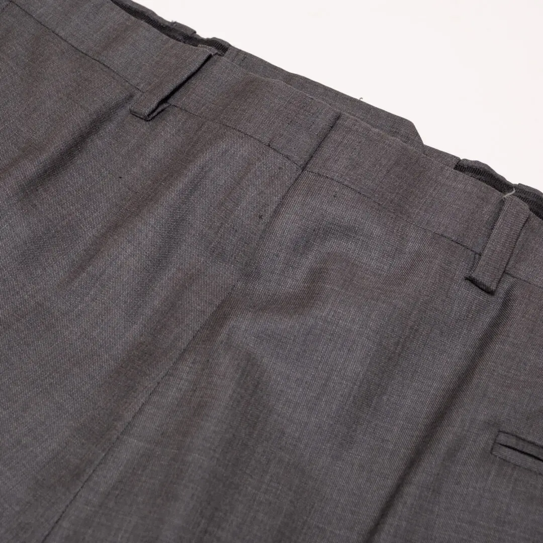 Kiton Napoli Pants Size EU53 Mid Gray Flat Front Wool Trousers