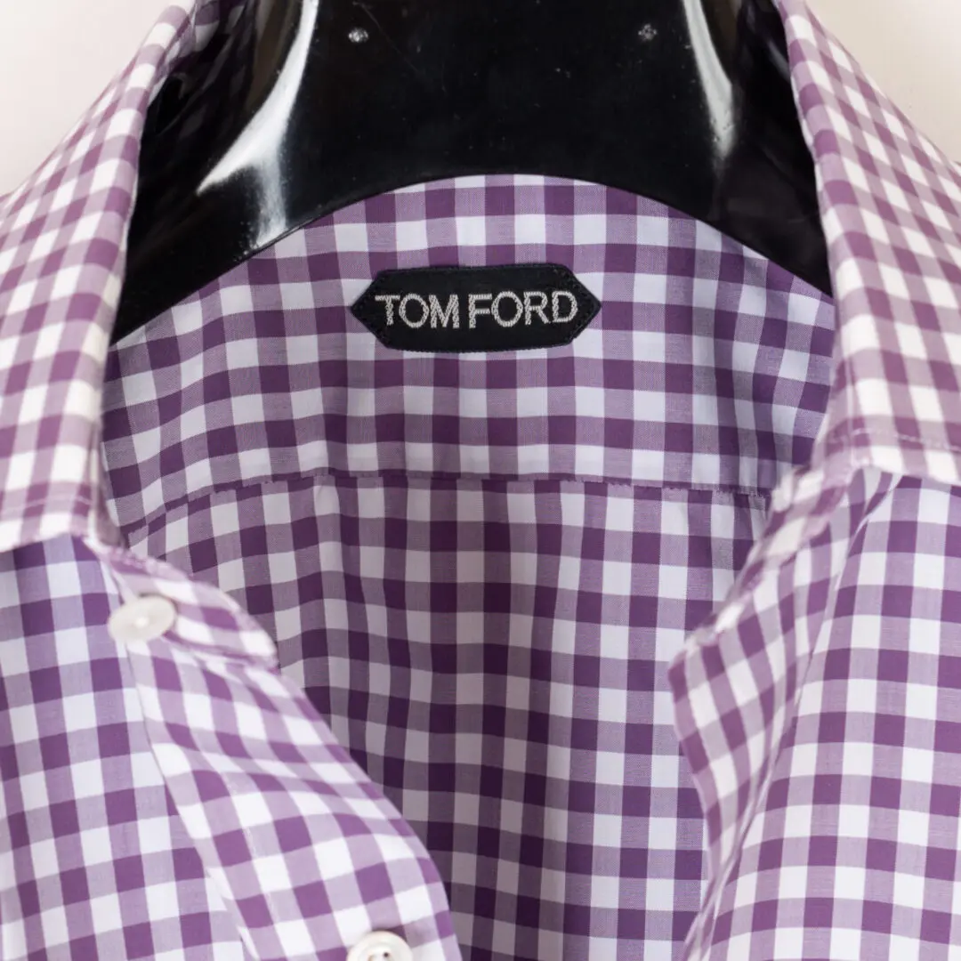 TOM FORD Dress Shirt Size 15.5 (39cm) Purple Gingham Check