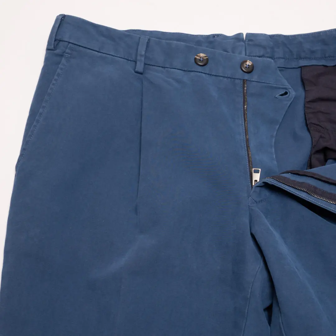 The Gigi Pants Size EU54 Blue Cotton Twill Pleated Dress Trousers