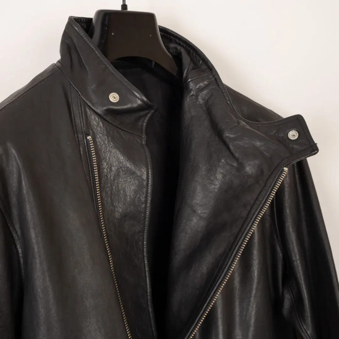 Vince Moto Jacket Size L/G Men Black Leather Cafe Racer