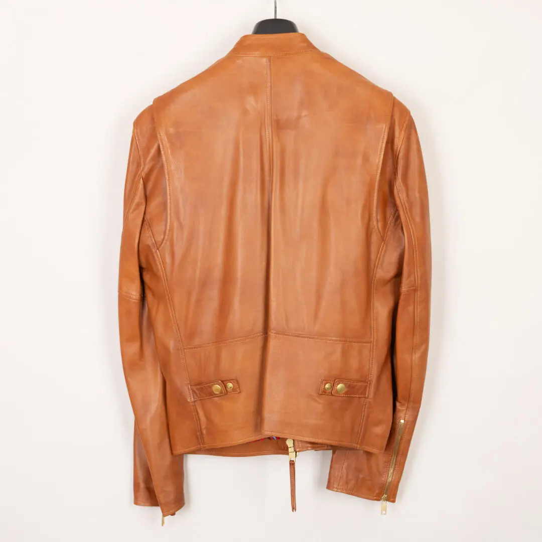 Marc Jacobs Sheepskin Moto Jacket Size EU54 Men Tan Cafe Racer