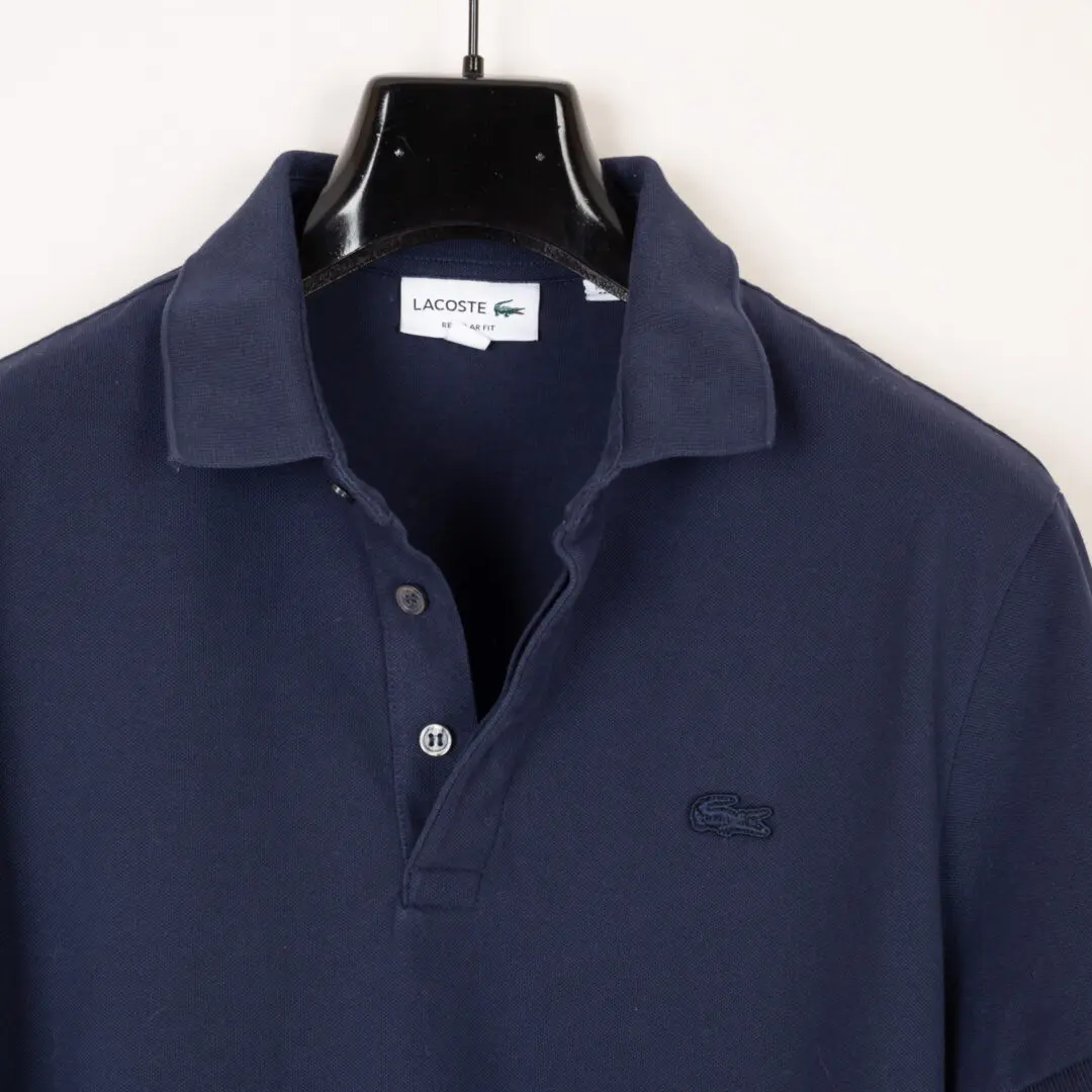 Lacoste Polo Shirt Size L (FR 5) Navy Blue Cotton Pique Reg Fit