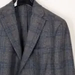 The Gigi Sport Coat Size EU54 Degas Gray Navy Plaid Fleece Wool
