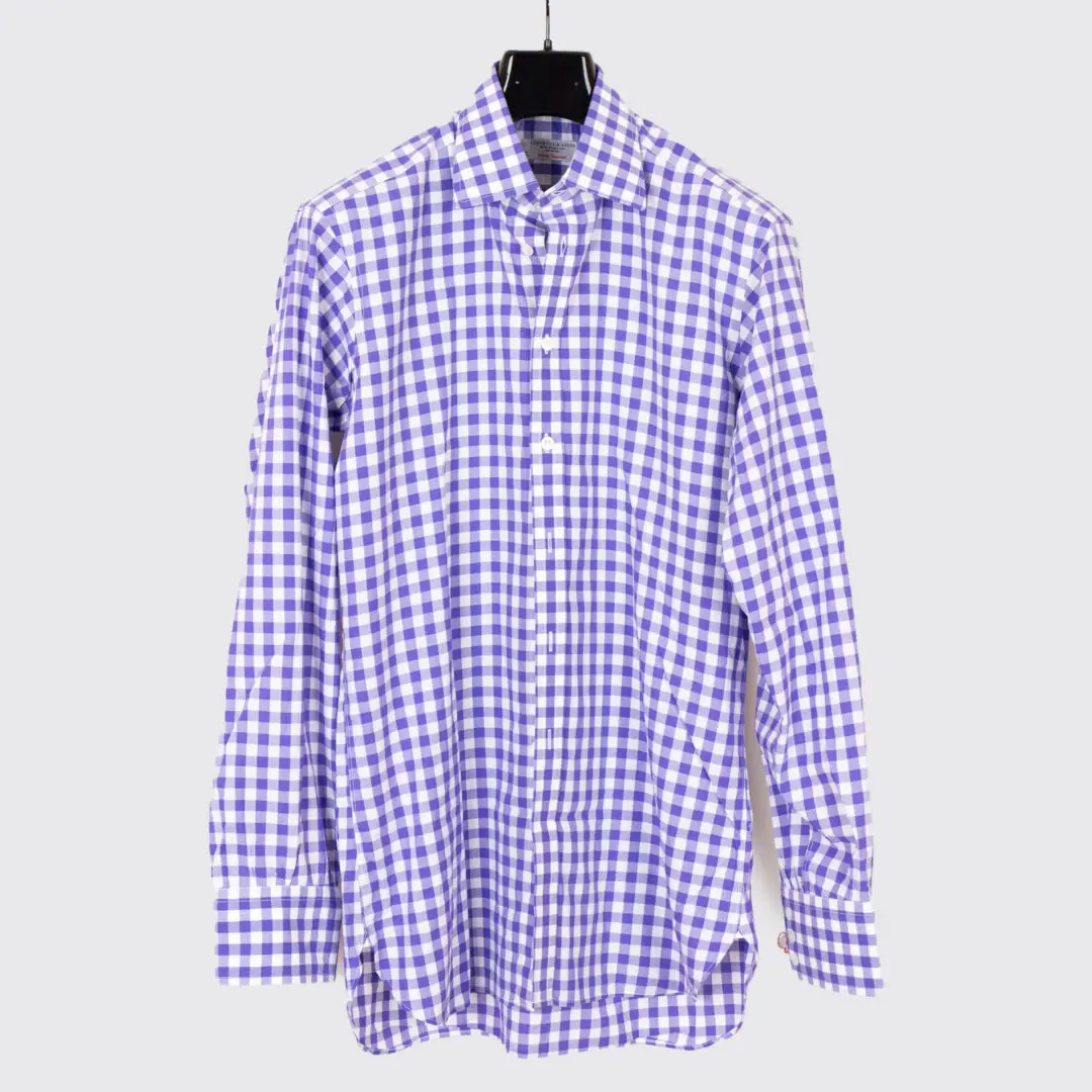 Turnbull & Asser Dress Shirt Size 15 Purple Check Made in England