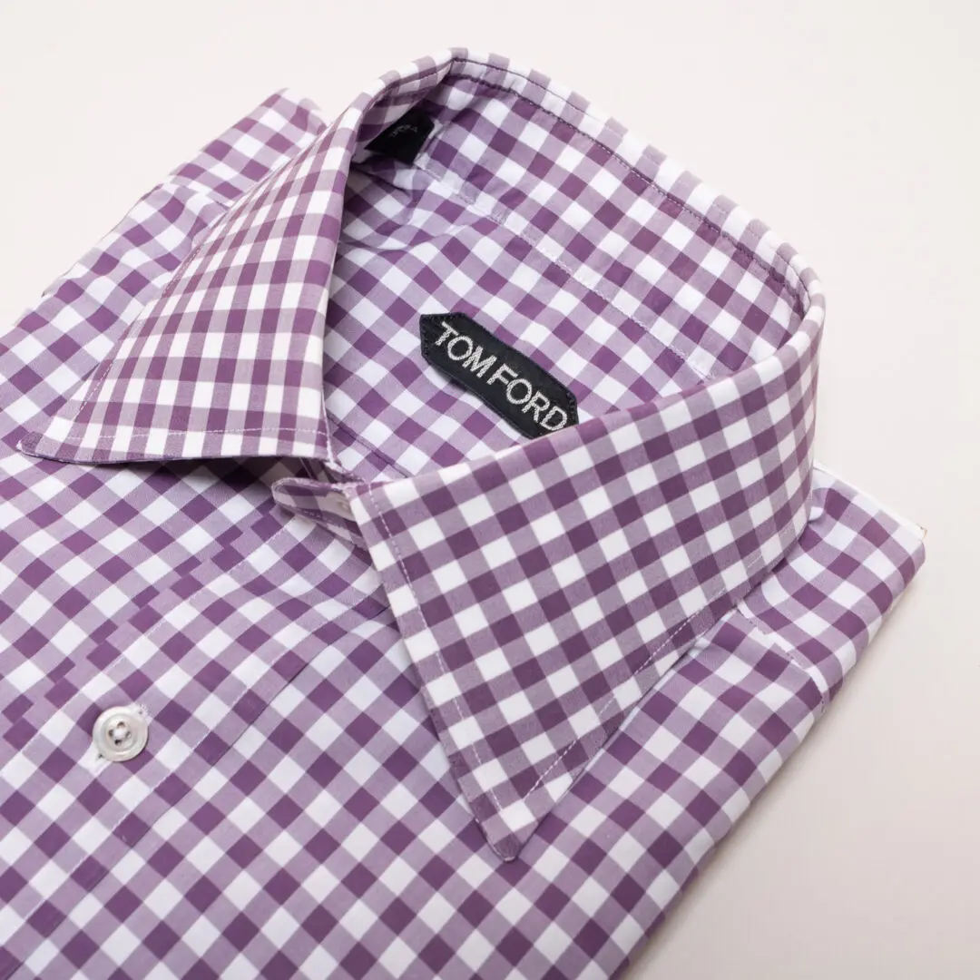 TOM FORD Dress Shirt Size 15.5 (39cm) Purple Gingham Check