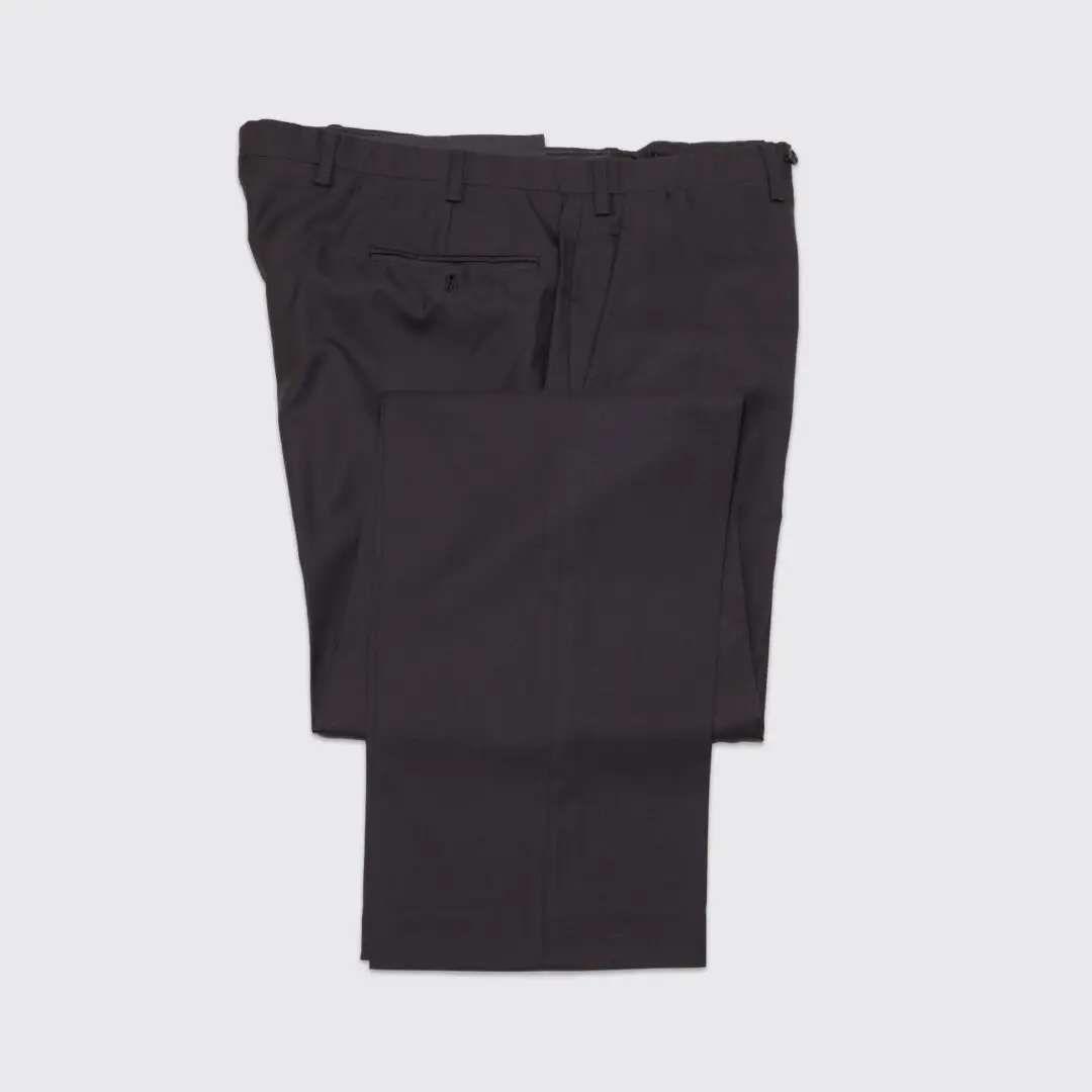 Kiton Napoli Pants Size EU55 Black Wool Flat Front Classic Fit