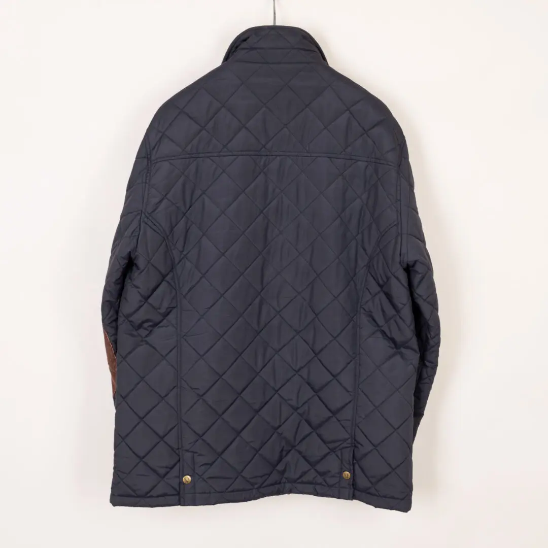 Vedoneire Quilted Jacket Size XL Navy Blue with Brown Corduroy