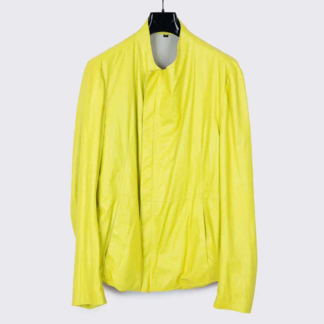 Giorgio Armani Men Lambskin Jacket Bright Yellow Leather