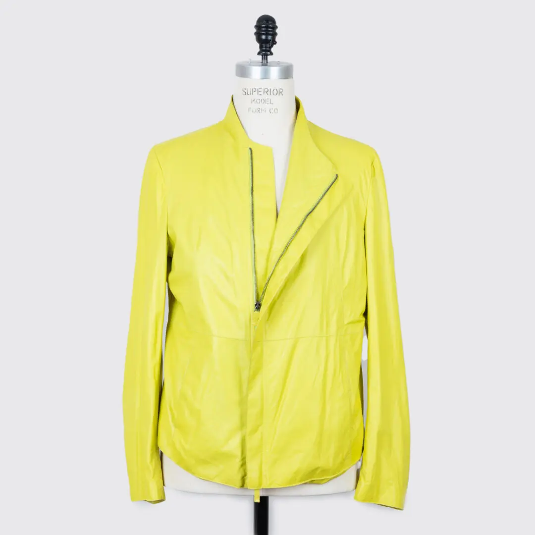 Giorgio Armani Men Lambskin Jacket Bright Yellow Leather