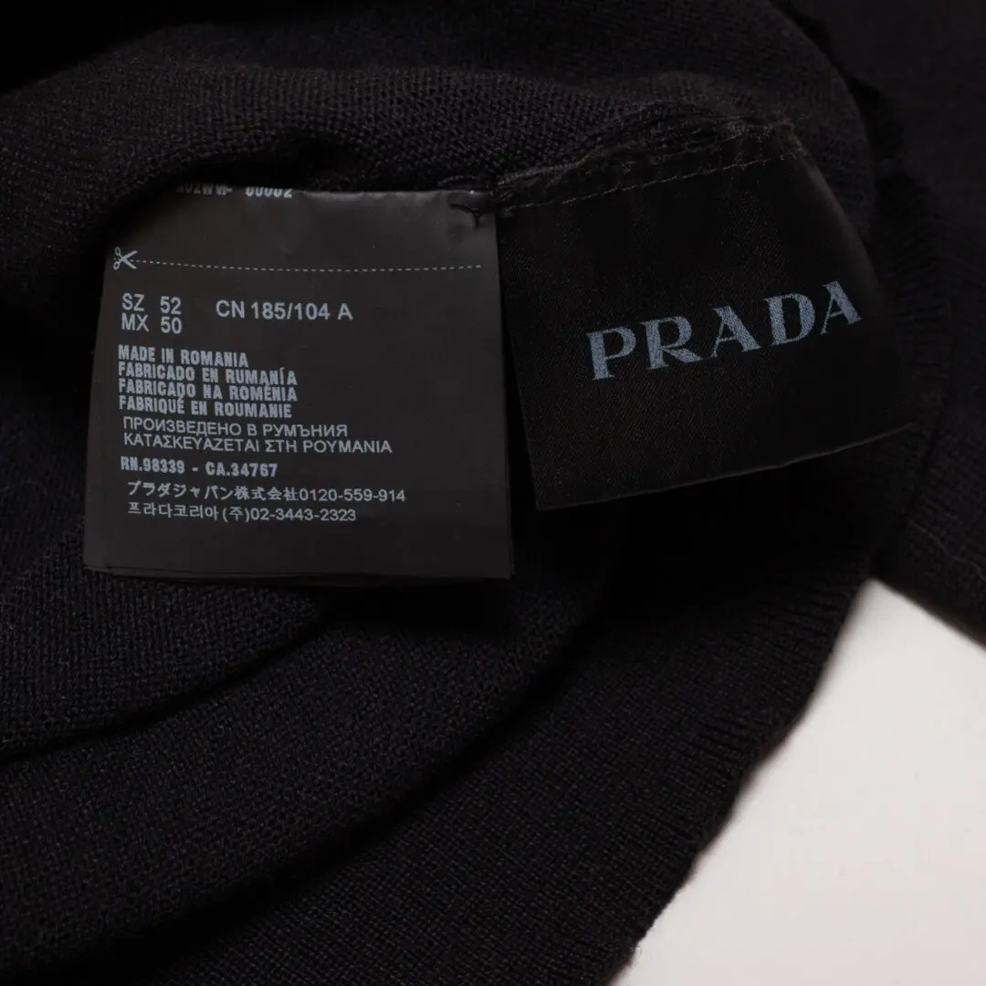 Prada Sweater Size EU52 Black Wool Mid Weight Crewneck