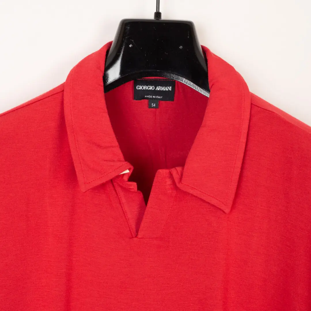 Giorgio Armani Viscose Polo Shirt Size EU54 Men Red Short Sleeve