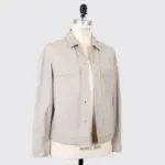Theory Jamie Lamb Suede Shirt Jacket Size L Stone Grey Trucker