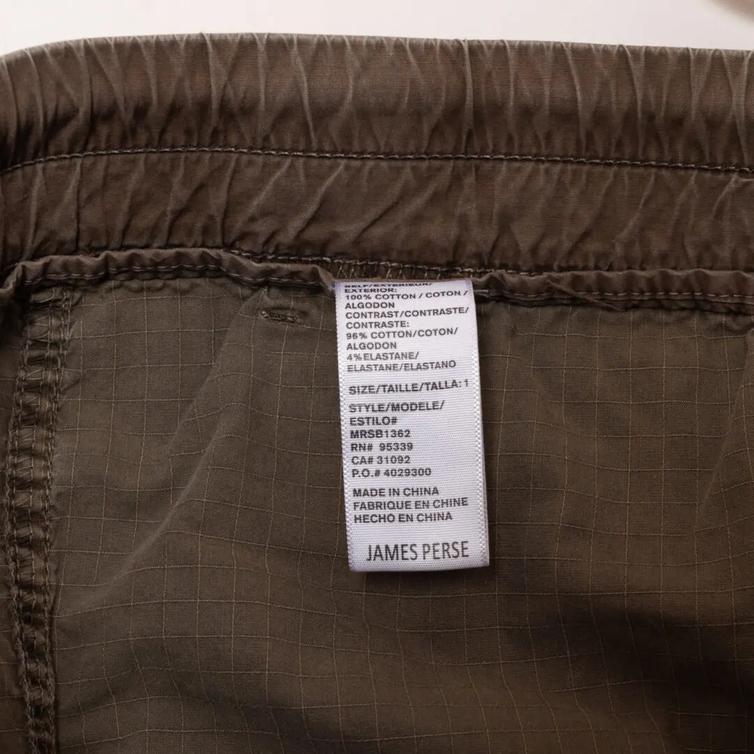 James Perse Pants Size 1 Men Olive Lightweight Cotton Slim Fit