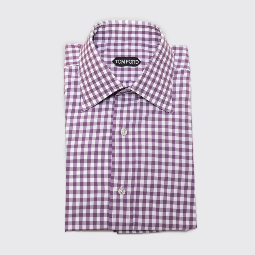 TOM FORD Dress Shirt Size 15.5 (39cm) Purple Gingham Check