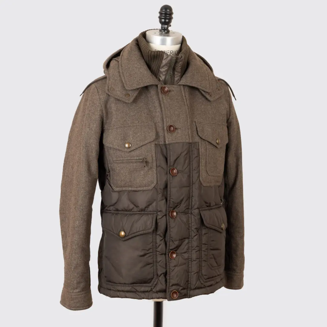 Moncler Jacket Size 2 Men Brown Wool Down Quilted Olivier Giubbotto