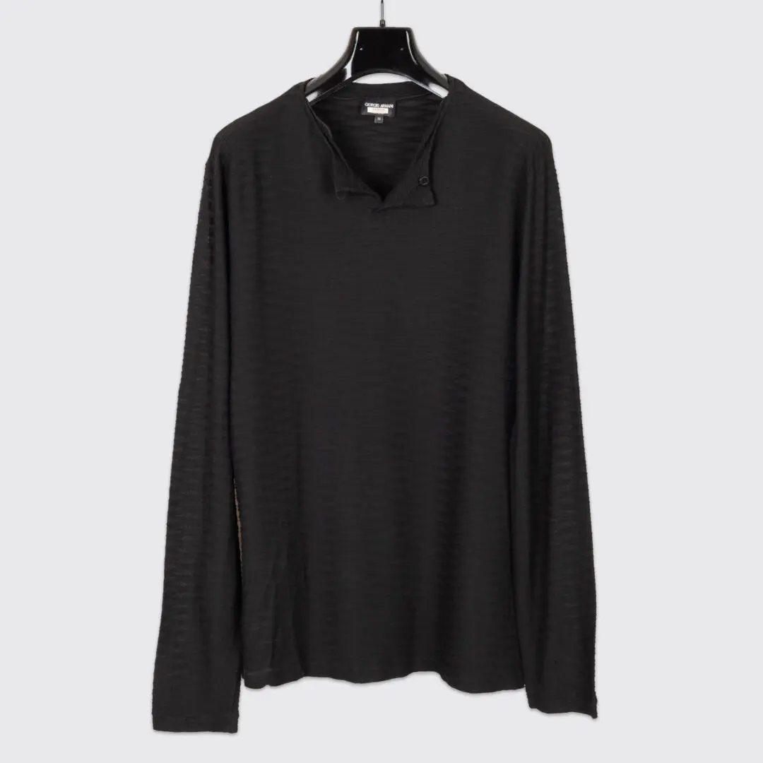 Giorgio Armani Lightweight Knit Black Textured Pullover Imperfect