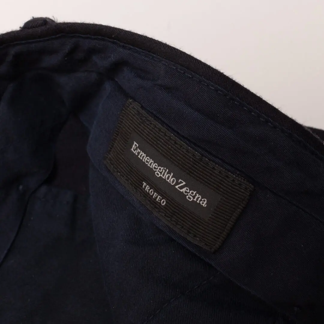 Ermenegildo Zegna Trofeo Pant EU56 Dark Navy Flannel Wool