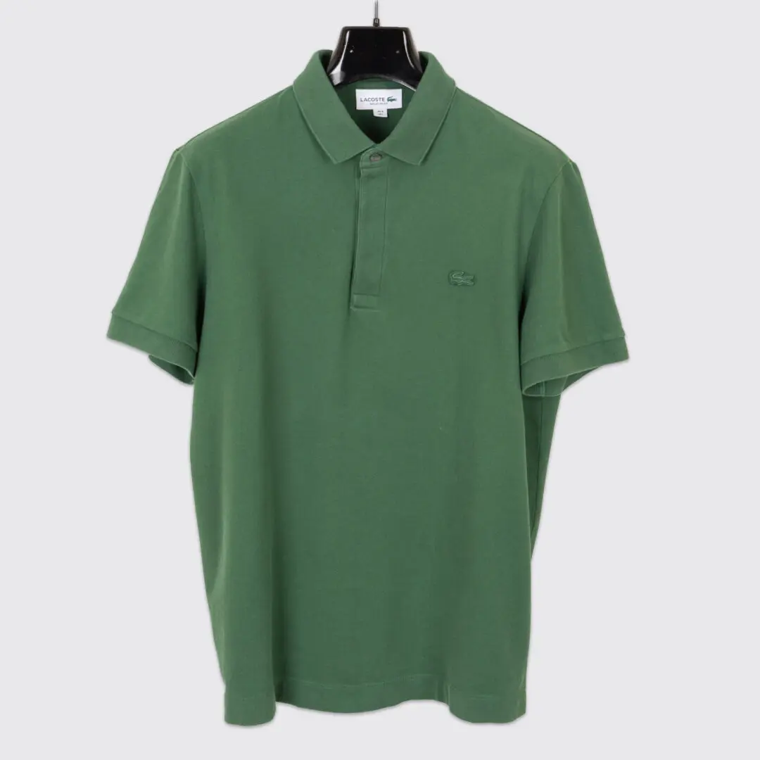 Lacoste Polo Shirt Size L (FR5) Green Cotton Pique Regular Fit