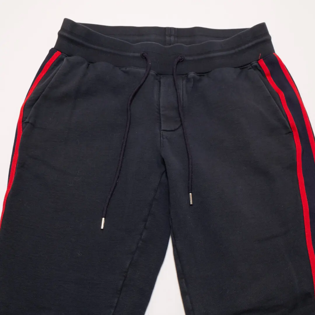 Moncler Sweatpants Size M Navy Blue Red Stripe Tapered Fit