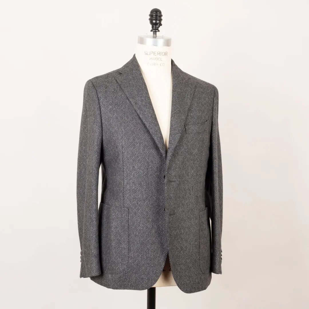 The Gigi Sport Coat Size EU54 Dark Gray Flannel Herringbone Check