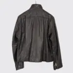 Vince Leather Jacket Size L/G Men Black Leather Cafe Racer Moto